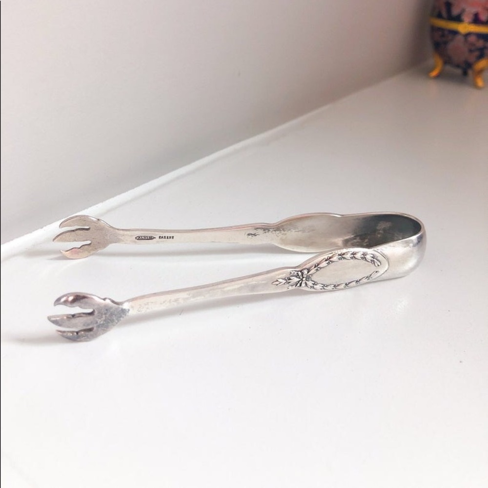 Alvin Sterling Silver Sugar Tongs